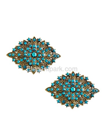 CG Women 2 Pcs Shoe Clips Antique Gold Leaf Design Rhinestones Wedding Party Decoration Gift