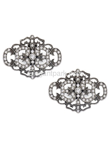 CK Antique Silver Crown Design Rhinestones Wedding Party Decoration Shoe Clips