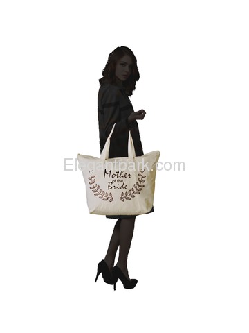 ElegantPark Mother of Bride Wedding Canvas Tote Bag Travel Zip Interior Pocket 100% Cotton 1 Pack