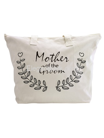 ElegantPark Mother of Groom Wedding Canvas Tote Bag Travel Zip Interior Pocket 100% Cotton 1 Pack