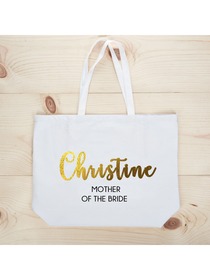 PERSONALIZED Gold Foil Mother-bride Tote Wedding Gift White Shoulder Bag 100% Cotton …