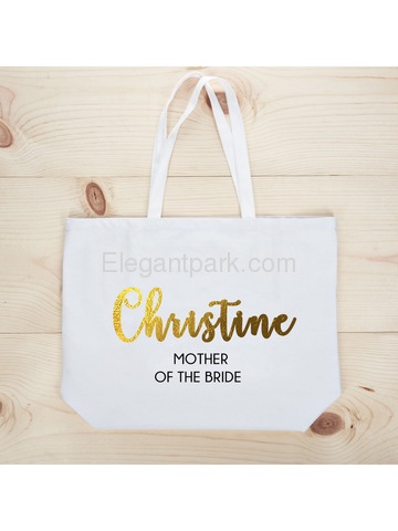 PERSONALIZED Gold Foil Mother-bride Tote Wedding Gift White Shoulder Bag 100% Cotton …