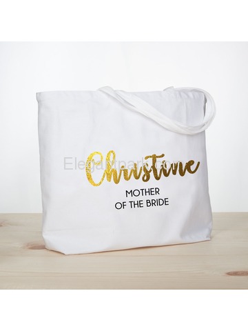 PERSONALIZED Gold Foil Mother-bride Tote Wedding Gift White Shoulder Bag 100% Cotton …
