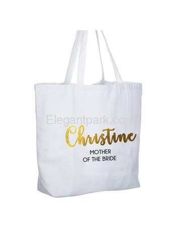 PERSONALIZED Gold Foil Mother-bride Tote Wedding Gift White Shoulder Bag 100% Cotton …