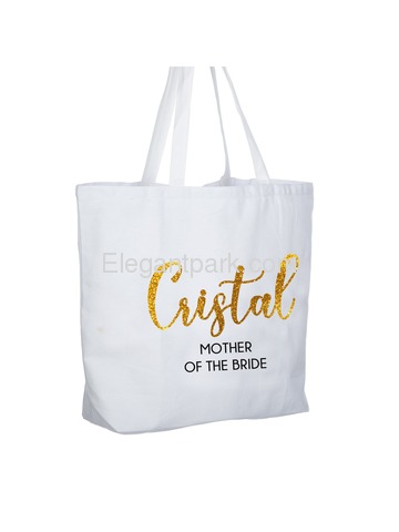 PERSONALIZED Gold Glitter Mother-bride Tote Wedding Gift White Shoulder Bag 100% Cotton …