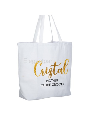 PERSONALIZED Gold Glitter Mother-groom Tote Wedding Gift White Shoulder Bag 100% Cotton …