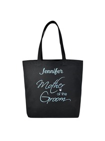 PERSONALIZED Aqua Embroidered Mother-groom Tote Wedding Gift Black Shoulder Bag 100% cotton