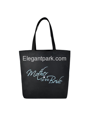 Mother of the Bride Tote Bag Wedding Bridal Shower Gift Canvas 100% Cotton Black Aqua Embroidered