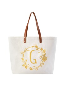 ElegantPark Reusable Tote Travel Luggage Shopping Bag with Interior Pocket 100% Cotton, Letter G