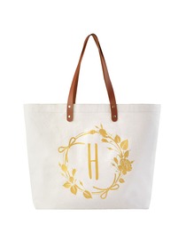 ElegantPark Reusable Tote Travel Luggage Shopping Bag with Interior Pocket 100% Cotton, Letter H