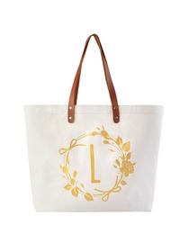 ElegantPark Shopping Eco-Friendly Daily Uesd Tote Bag with Interior Pocket 100% Cotton, Letter L