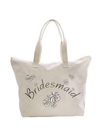 ElegantPark Bridesmaid Wedding Canvas Tote Bag Travel Daisy Zip 100% Cotton