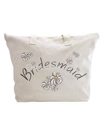 ElegantPark Bridesmaid Wedding Canvas Tote Bag Travel Daisy Zip 100% Cotton