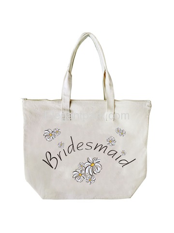 ElegantPark Bridesmaid Wedding Canvas Tote Bag Travel Daisy Zip 100% Cotton