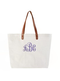 PERSONALIZED Custom Gift Tote Monogram Initial Fancy Embroidery Shoulder Bag with Interior Zip Poc
