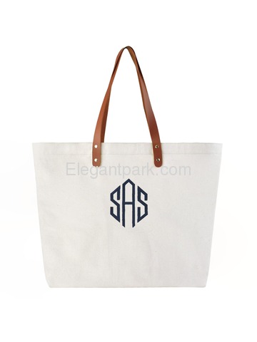 PERSONALIZED Custom Gift Tote Monogram Initial Diamond Embroidery Shoulder Bag with Interior Zip Poc