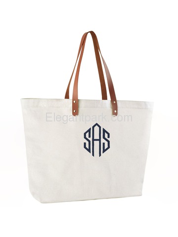 PERSONALIZED Custom Gift Tote Monogram Initial Diamond Embroidery Shoulder Bag with Interior Zip Poc