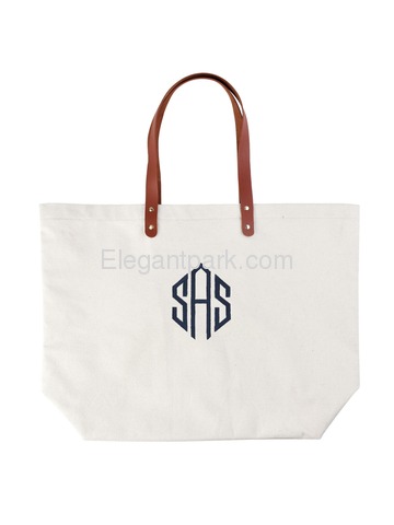 PERSONALIZED Custom Gift Tote Monogram Initial Diamond Embroidery Shoulder Bag with Interior Zip Poc
