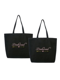 ElegantPark Bridesmaid Wedding Tote Bachelorette Gift Shoulder Bag Black with Pink Embroidered 100%