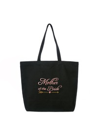 ElegantPark Mother of the Bride Wedding Tote Bridal Shower Gift Shoulder Bag Black with Pink Embroid