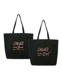 ElegantPark Mother of the Bride/Groom Wedding Tote Bridal Shower Gift Shoulder Bag Black with Pink E