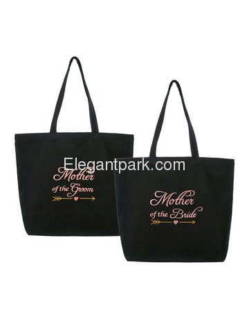 ElegantPark Mother of the Bride/Groom Wedding Tote Bridal Shower Gift Shoulder Bag Black with Pink E