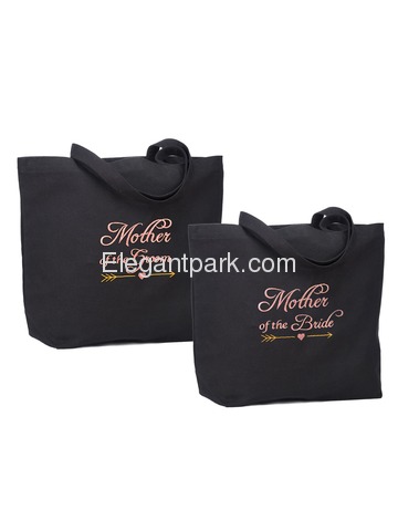 ElegantPark Mother of the Bride/Groom Wedding Tote Bridal Shower Gift Shoulder Bag Black with Pink E