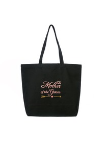 ElegantPark Mother of the Groom Wedding Tote Bridal Shower Gift Shoulder Bag Black with Pink Embroid