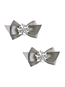 ElegantPark Women Wedding Accessories Bow satin with Rhinestones Crystal Shoe Clips 2Pcs