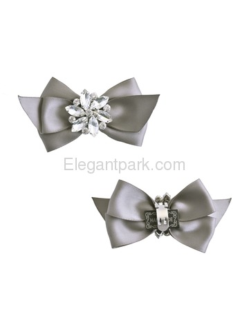 ElegantPark Women Wedding Accessories Bow satin with Rhinestones Crystal Shoe Clips 2Pcs