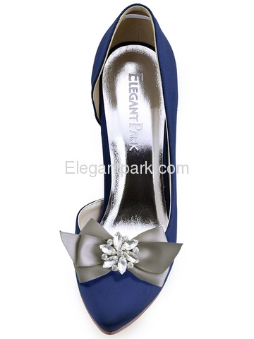 ElegantPark Women Wedding Accessories Bow satin with Rhinestones Crystal Shoe Clips 2Pcs