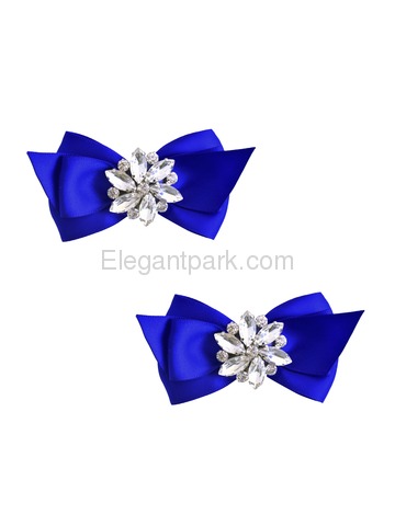 ElegantPark Women Wedding Accessories Bow satin with Rhinestones Crystal Shoe Clips 2Pcs