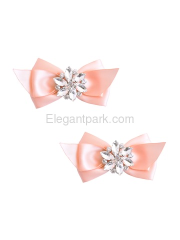 ElegantPark Women Wedding Accessories Bow satin with Rhinestones Crystal Shoe Clips 2Pcs