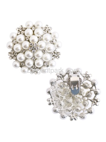 ElegantPark Women Wedding Accessories Pearl brooch Shoe Clips 2Pcs