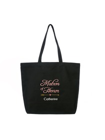 PERSONALIZED Pink Embroidered Matron of Honor Tote Wedding Bachelorette Party Gift Monogram Black Sh
