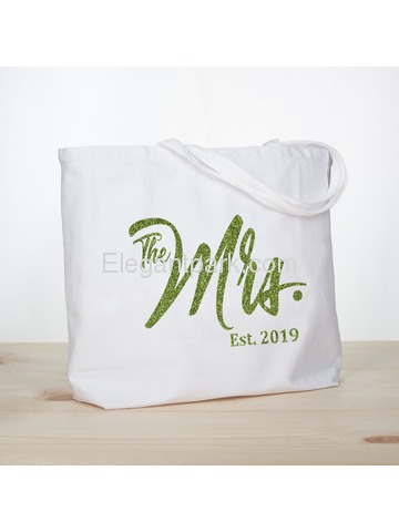 ElegantPark The Mrs EST 2019 Jumbo Wedding Bride Tote Bachelorette Party Gift Shoulder Bag White wi