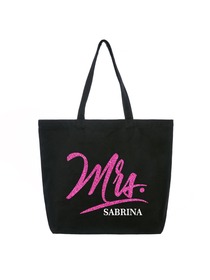 PERSONALIZED Mrs Wedding Bride Tote Bridal Shower Bachelorette Party Gift Jumbo Shoulder Bag Whit