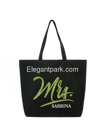 PERSONALIZED Mrs Wedding Bride Tote Bridal Shower Bachelorette Party Gift Jumbo Shoulder Bag Whit