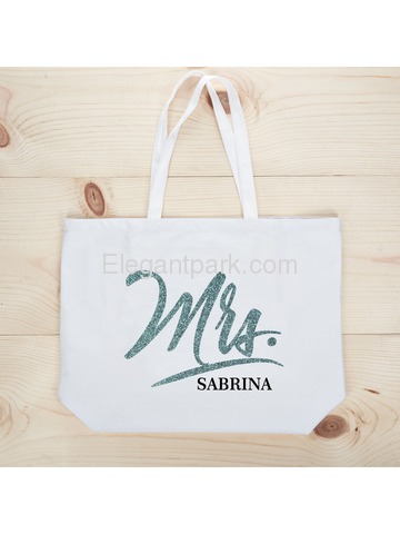 PERSONALIZED Mrs Wedding Bride Tote Bridal Shower Bachelorette Party Gift Jumbo Shoulder Bag Whit