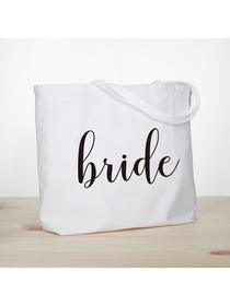 ElegantPark Bride Jumbo Tote Bag Wedding Bridal Shower Gifts Canvas 100% Cotton Interior Pocket Whit