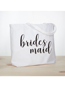 ElegantPark Bridesmaid Jumbo Tote Bag Wedding Gifts Canvas 100% Cotton Interior Pocket White with Bl