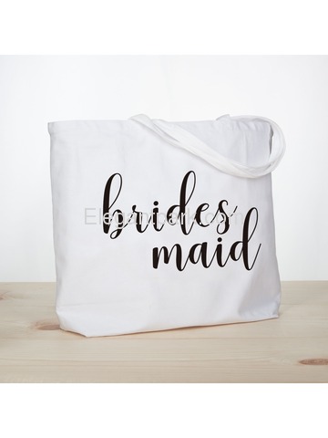 ElegantPark Bridesmaid Jumbo Tote Bag Wedding Gifts Canvas 100% Cotton Interior Pocket White with Bl