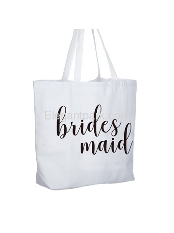 ElegantPark Bridesmaid Jumbo Tote Bag Wedding Gifts Canvas 100% Cotton Interior Pocket White with Bl