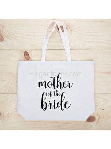 ElegantPark Mother of the Bride Jumbo Tote Bag for Wedding Gifts Canvas 100% Cotton Interior Pocket