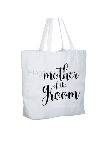 ElegantPark Mother of the Groom Jumbo Tote Bag for Wedding Gifts Canvas 100% Cotton Interior Pocket