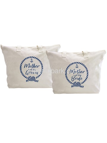 ElegantPark Loop Mother of the Bride/Groom Tote Bag Wedding Bridal Shower Gifts Zip 100% Cotton 2 Pc