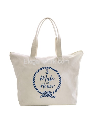 ElegantPark Loop Mate of Honor Tote Bag Wedding Bridal Shower Gifts Zip 100% Cotton