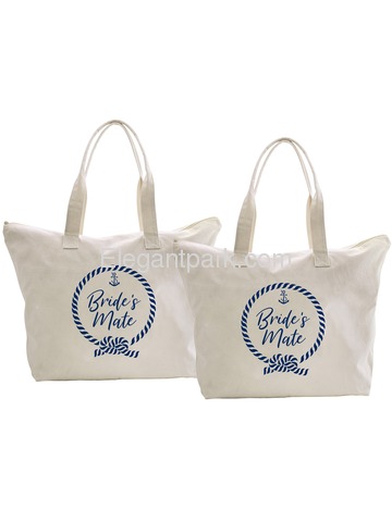 ElegantPark Loop Bride`s Mate Tote Bag Wedding Bridal Shower Gifts Zip 100% Cotton 2 Pcs