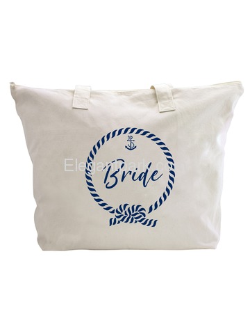 ElegantPark Loop Bride Tote Bag Wedding Bridal Shower Gifts Zip 100% Cotton