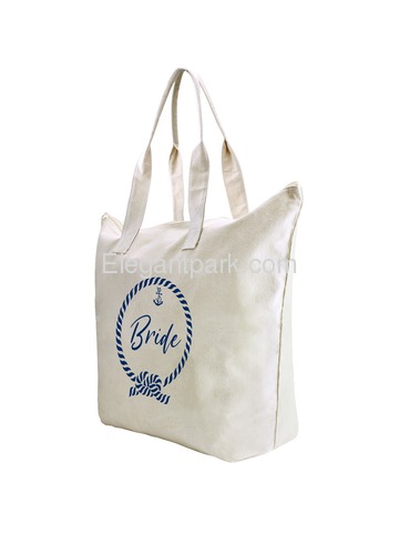ElegantPark Loop Bride Tote Bag Wedding Bridal Shower Gifts Zip 100% Cotton